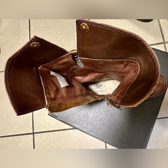 UGG Women's Brown Moto Boots with Gold Studs - Picture 7 of 10